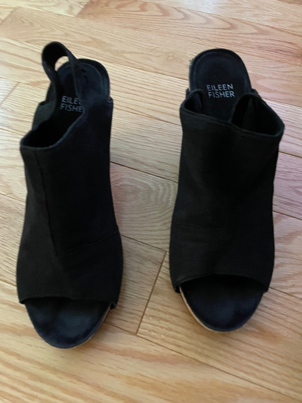 Eileen Fisher Slingback Sandals, Size 8.5, Black Suede